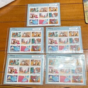 Disney Cinderella Collectors Stamps, 5 Sheets w Certificates of Authenticity